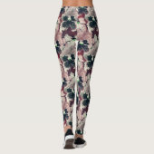 Leggings Fleurs d'aquarelle rose, bordeaux (Dos)