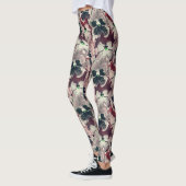 Leggings Fleurs d'aquarelle rose, bordeaux (Gauche)