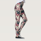 Leggings Fleurs d'aquarelle rose, bordeaux (Droite)