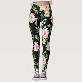 Leggings Fleurs d'aquarelle rose et rose (Devant)