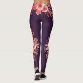 Leggings Fleurs d'aquarelle rose tendance et violet (Dos)