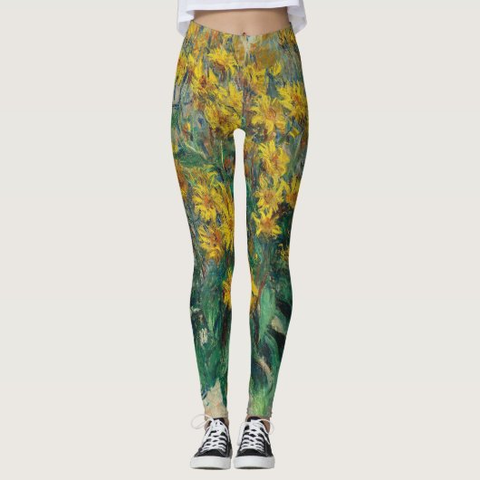 Leggings Fleurs d'artichauts de Jérusalem par Claude Monet (Devant)