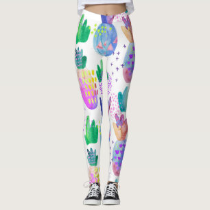 Leggings Fleurs d'automne peintes à la main, motif sans sou