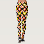 Leggings Fleurs d'automne rétro Motif Noir (Dos)