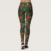 Leggings Fleurs de baies de Noël (Dos)