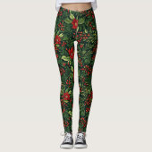 Leggings Fleurs de baies de Noël (Devant)