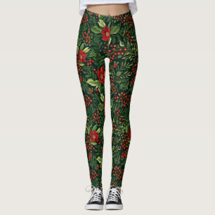Leggings Fleurs de baies de Noël