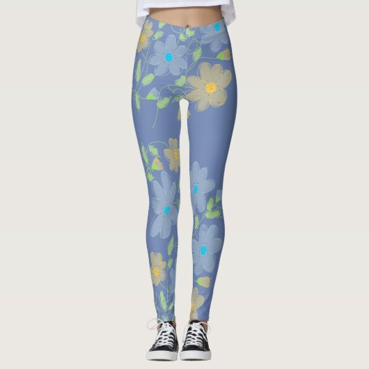 Leggings Fleurs de bleus (Devant)
