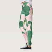 Leggings Fleurs de cactus : peinture aquarelle (Gauche)