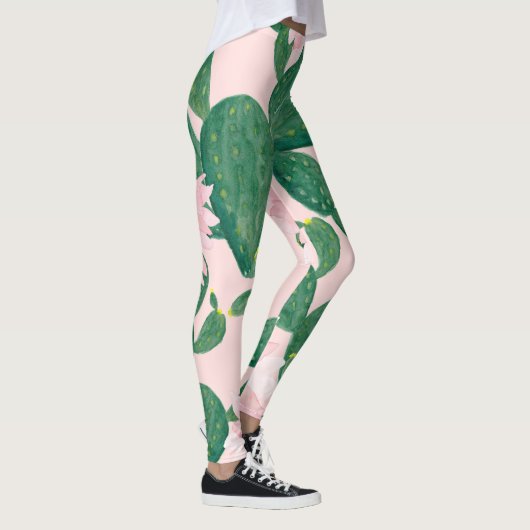Leggings Fleurs de cactus : peinture aquarelle (Droite)