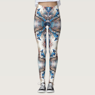 Leggings Fleurs de cerisier au geai bleu aquarelle