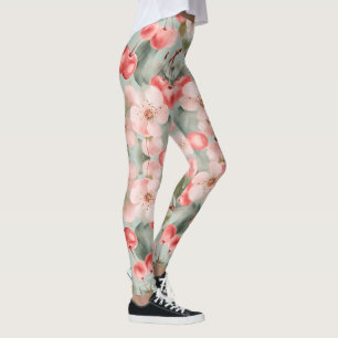 Leggings Fleurs de cerisier et cerises Art de printemps