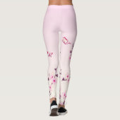 Leggings Fleurs de cerisier rose girly (Dos)
