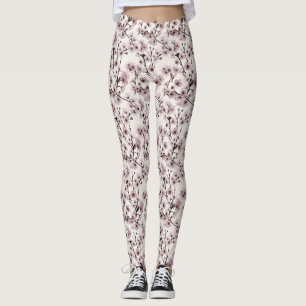 Leggings Fleurs de cerisier sur ivoire — Délicat et contemp