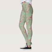 Leggings Fleurs de cerisiers en rose et Turquoise (Gauche)