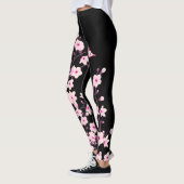 Leggings Fleurs de cerisiers | Floral rose noir (Gauche)