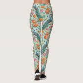 Leggings Fleurs de chanteurs botaniques fond de menthe (Dos)
