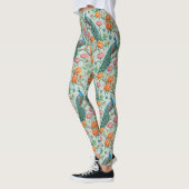 Leggings Fleurs de chanteurs botaniques fond de menthe (Gauche)