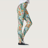Leggings Fleurs de chanteurs botaniques fond de menthe (Droite)