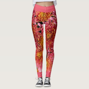 Leggings fleurs de chrysanthème exotique