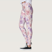 Leggings Fleurs de cœurs de teint rose violet (Gauche)