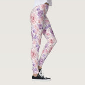 Leggings Fleurs de cœurs de teint rose violet (Droite)