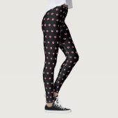 Leggings "Fleurs de cônes roses" en noir - (Droite)