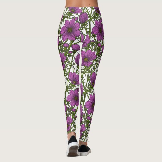 Leggings Fleurs de cosmos violet (Dos)