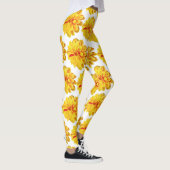 Leggings Fleurs de dahlia jaune fille sur arrière - plan bl (Droite)