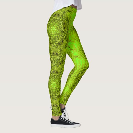 Leggings FLEURS DE DAHLIA VERT Abstrait Floral (Droite)