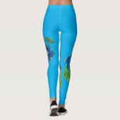 Leggings fleurs de drapeau bleu (Dos)