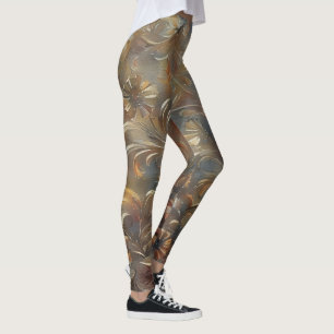 Leggings Fleurs de Filigree Légendes de Bronze Floral Gris
