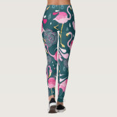 Leggings Fleurs de Flamants roses : Graphisme foncé sans co (Dos)