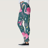 Leggings Fleurs de Flamants roses : Graphisme foncé sans co (Gauche)