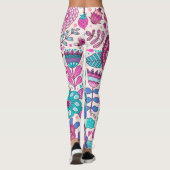 Leggings Fleurs de gribouillis botaniques, texture transpar (Dos)