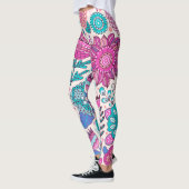 Leggings Fleurs de gribouillis botaniques, texture transpar (Gauche)