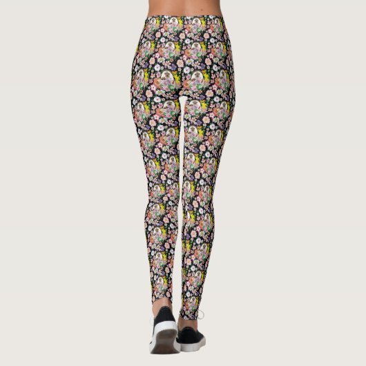 Leggings Fleurs de hérisson mignonnes (Dos)