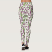 Leggings Fleurs de Hyacinth rose sur blanc naturel (Dos)