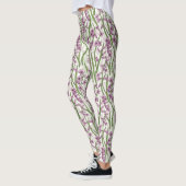 Leggings Fleurs de Hyacinth rose sur blanc naturel (Gauche)