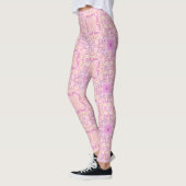 Leggings Fleurs de jardin rétro en rose (Gauche)