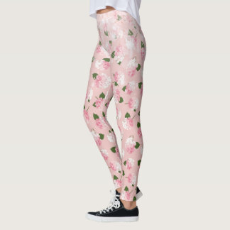 Leggings Fleurs de jardin vintage à paillettes roses