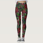 Leggings Fleurs de la Bourgogne de Noël Aquarelle<br><div class="desc">Ce motif magnifique et artistique est parfait pour les vacances de Noël. Il présente des poinsettias d'aquarelle peintes à la main, des fleurs, des feuilles de lierre et des baies motifs sur un arrière - plan bleu marine foncé. Moderne, festif, unique et élégant. Stylisez avec cette impression peinte à la...</div>