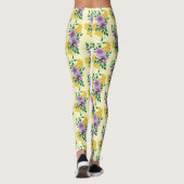 Leggings Fleurs de lavande de bourdon Jaune (Dos)