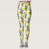Leggings Fleurs de lavande de bourdon Jaune (Devant)