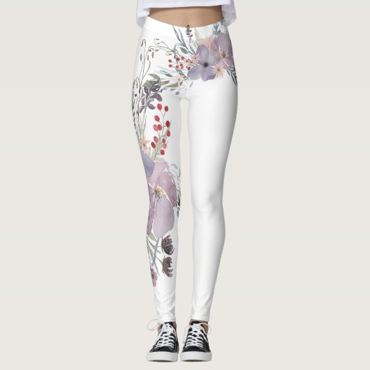 Leggings Fleurs de lavande étonnantes (Devant)