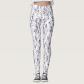 Leggings Fleurs de lavande verte violette (Devant)
