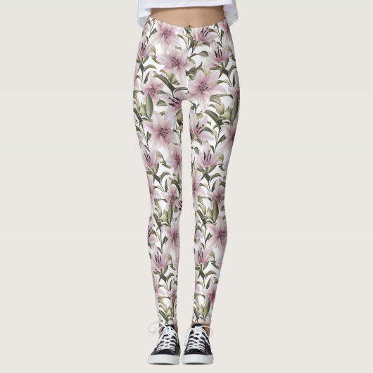 Leggings Fleurs de lys. Modèle floral (Devant)