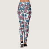 Leggings Fleurs de maïs roses et bleues, fleurs sauvages su (Dos)