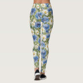 Leggings Fleurs de marguerite bleues blanches (Dos)