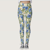 Leggings Fleurs de marguerite bleues blanches (Devant)